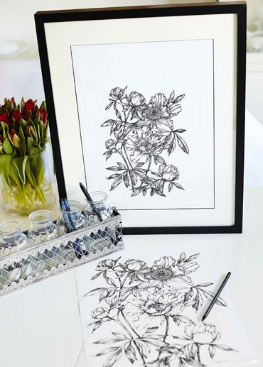 Line art flowers
