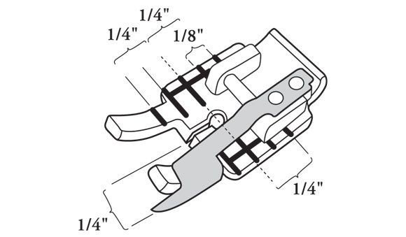 Piedino trasparente per quilt con guida laterale