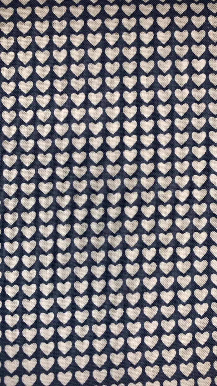 Tessuto in cotone popeline - cuori - blu