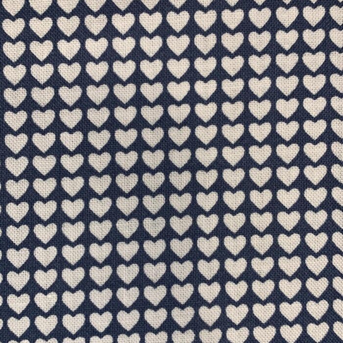 Tessuto in cotone popeline - Cuori - Blu