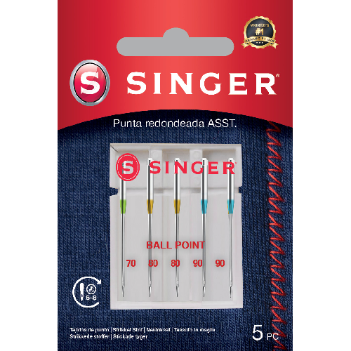 Aghi Singer a Punta Arrotondata 5pc Misti 70/80/90