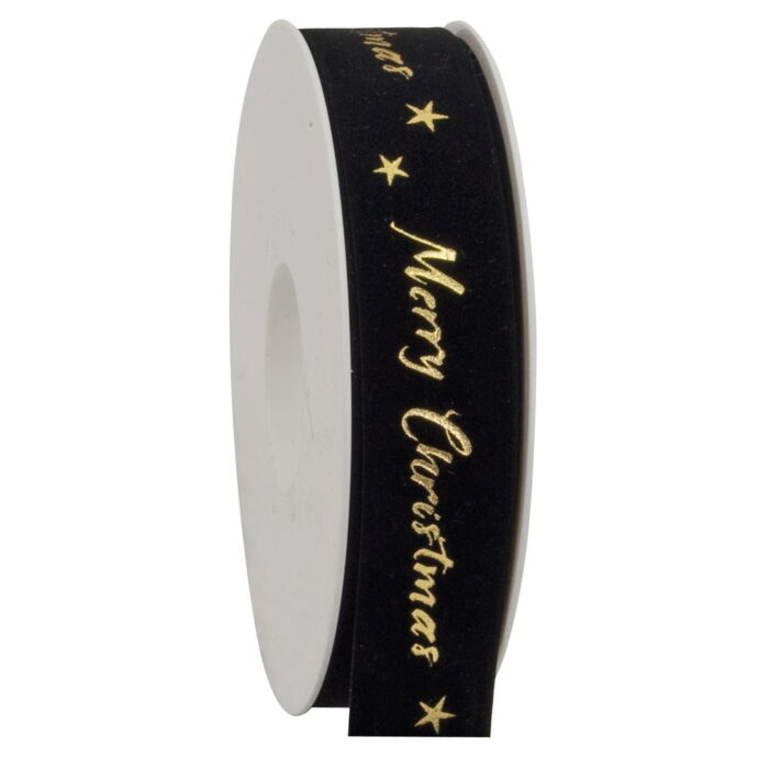 Nastro stafil 25mm Storia di Natale - nero