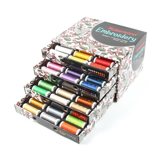 Ackermann® Embroidery Thread Box - filati da ricamo 72pz x 260m colori assortiti