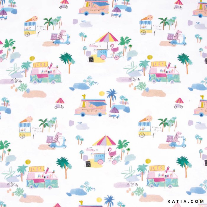 Nuovo tessuto a maglia t-shirt jersey ice cream main 95% cotone - 5% elastan