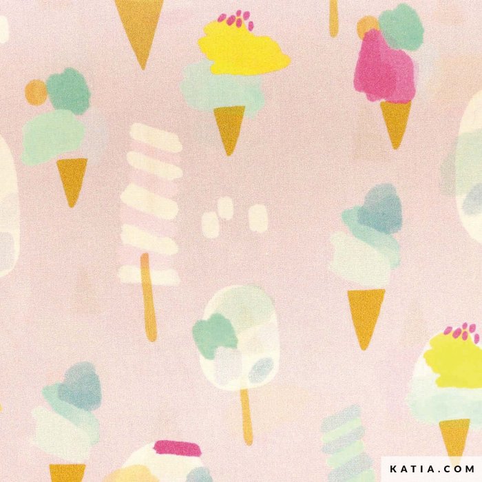 Nuovo tessuto popeline in cotone poplin ice cream time 100% cotone