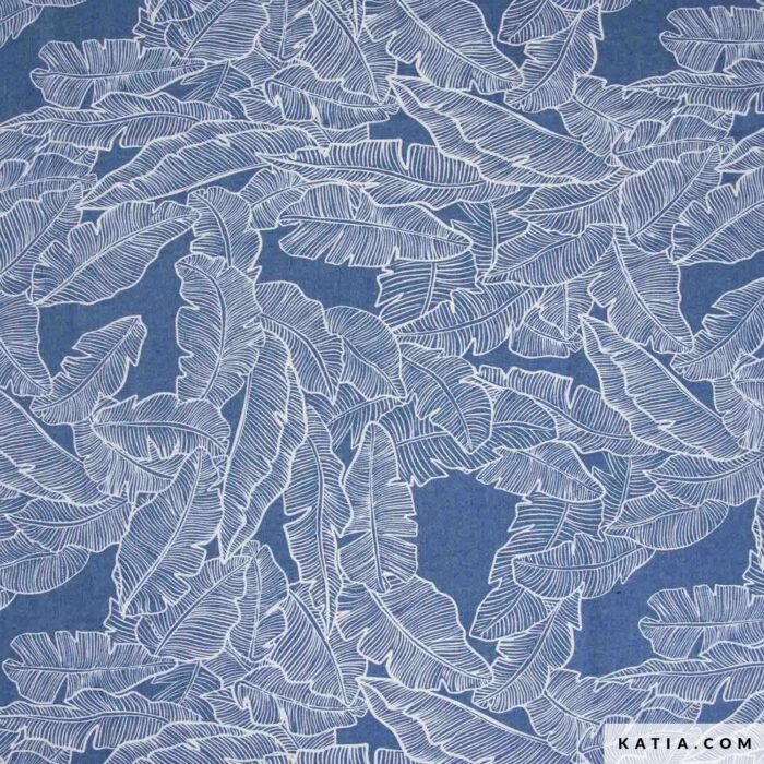 Nuovo DENIM TESSUTO DENIM LEMUR LEAVES 100% Cotone