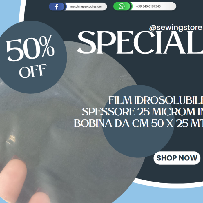 Film Idrosolubile Spessore 25 Microm in bobina da cm 50 x 25 mt