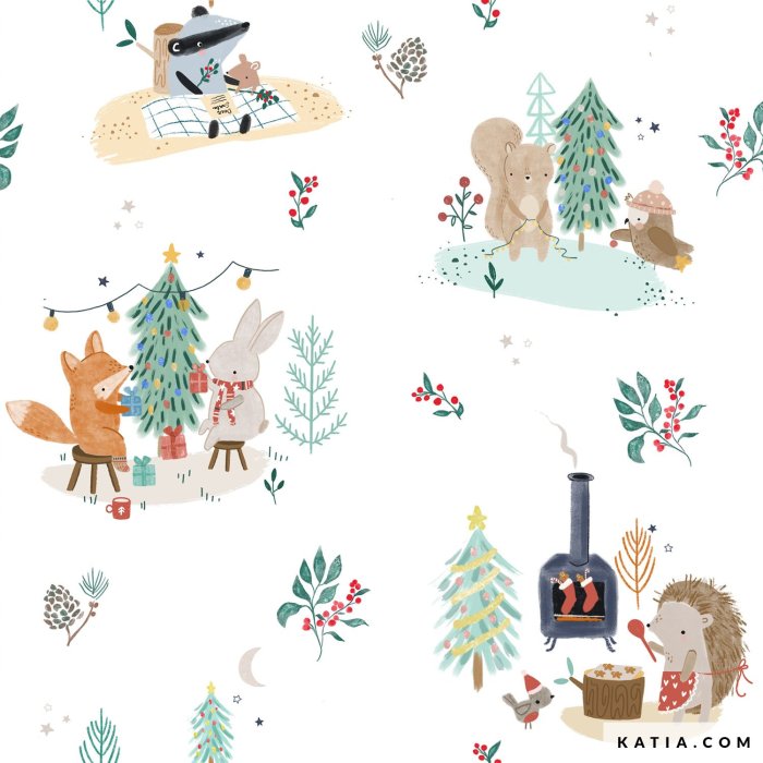 Tessuto in cotone poplin xmas moments 2101 183 katia fhd - creattivamente Tessuto in cotone poplin xmas moments