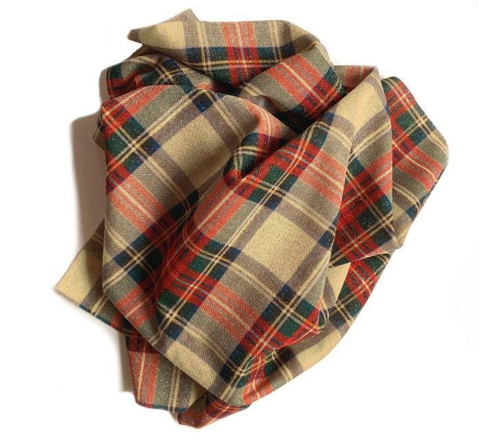 Tessuto brilly lurex scozzese rosso cm 35 x 50 - immagine 2