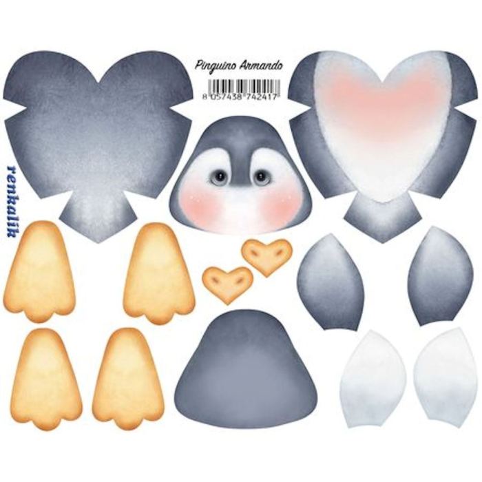 Panno kraft 3d mini pinguino armando - creattivamente Panno kraft 3d mini pinguino armando