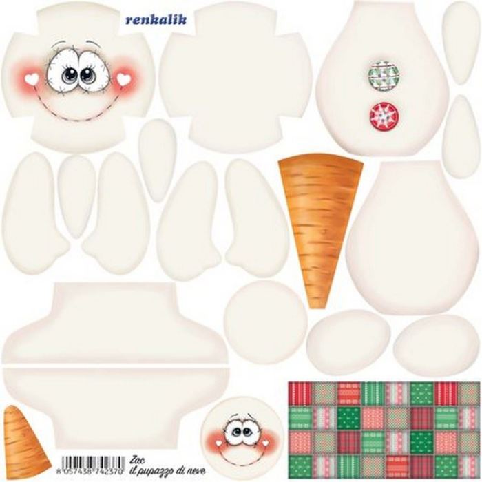 Panno kraft 3d zac il pupazzo di neve renkalik