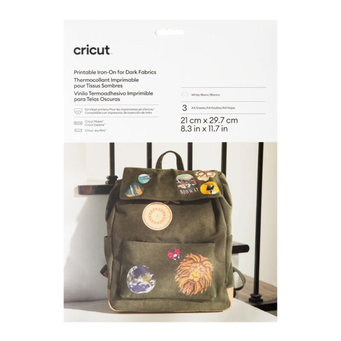 CRICUT TERMOVINILE STAMPABILE PER TESSUTI SCURI FORMATO A4 3 PEZZI