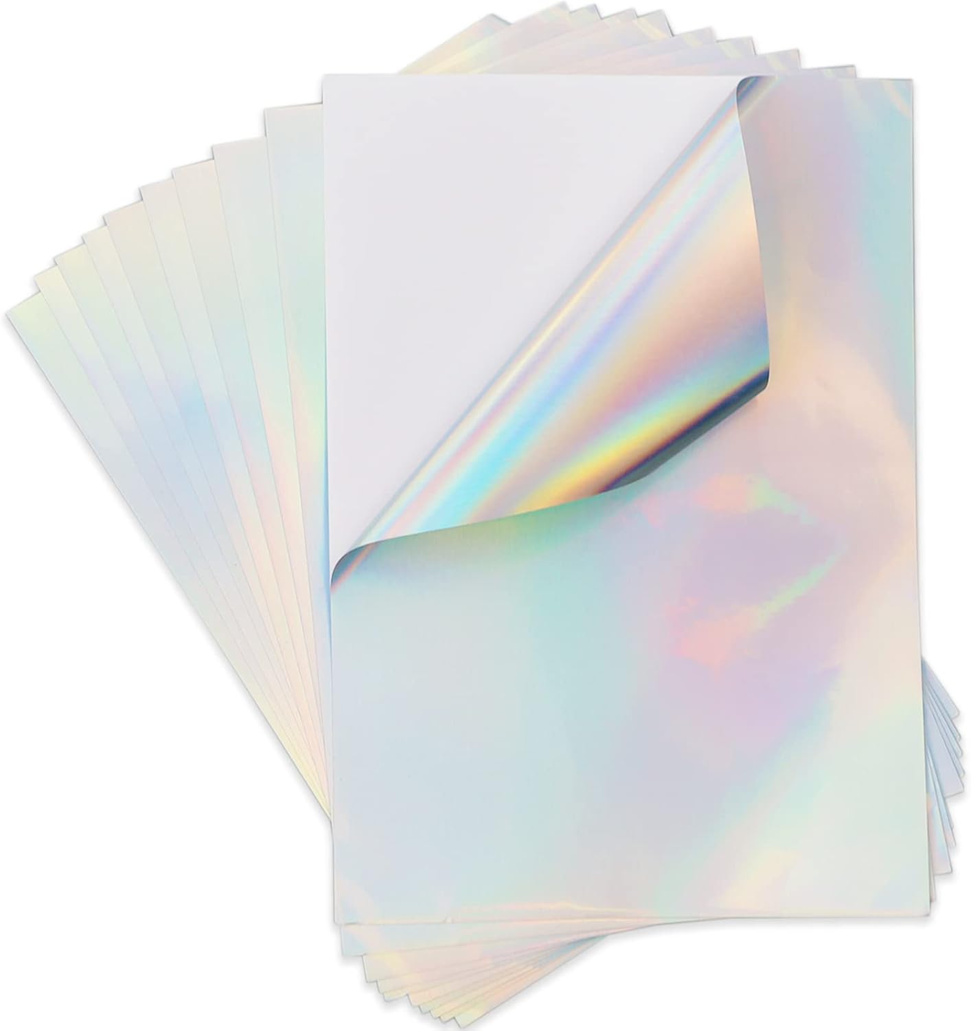 Vinile olografico stampabile - 10 fogli di vinile adesivo per stampante inkjet - resistente all'acqua, strappi e graffi, con motivo opale