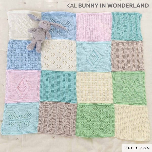 Bunny Blanket: 16 gomitoli e peluche + KAL Bunny in Wonderland