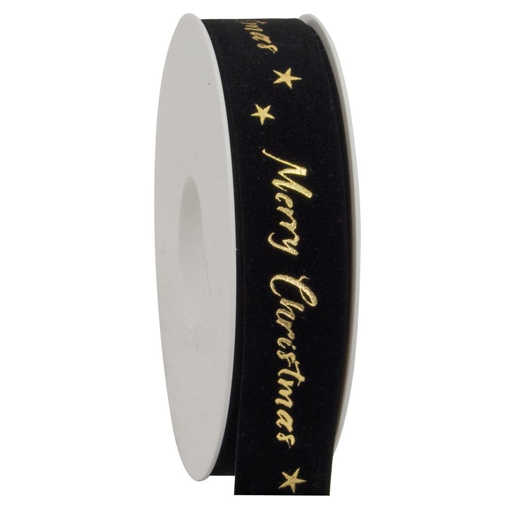 Nastro stafil 25mm Storia di Natale - nero