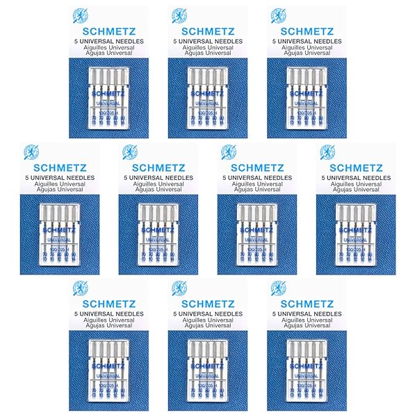 50 Schmetz - Aghi universali per macchina da cucire, misure assortite, confezione da 10