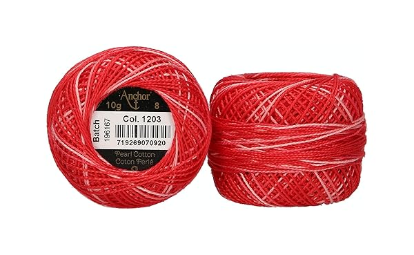 ANCHOR Filato di Perle 8, Spessore: 8, Presentazione: 10G, Lunghezza: 82M Rot Ombre Fili da Ricamo