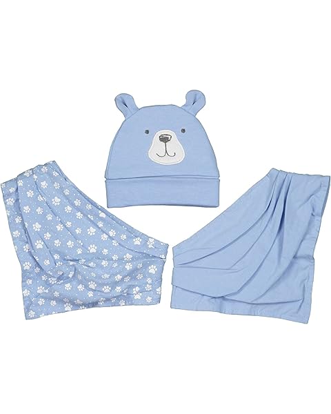 Blue Seven Baby Mütze und Lätzchen Cuddle Bear im Set Pantaloncini, HL Blau Orig, Normal (Pacco da 2) Unisex-Bimbi 0-24
