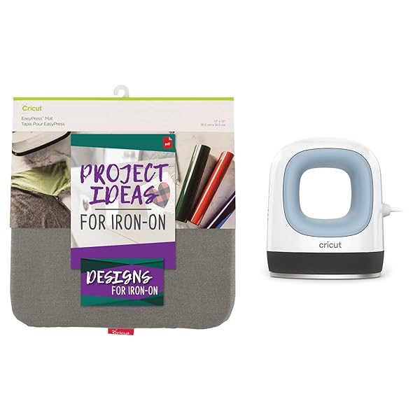 Cricut EasyPress Mini Heat Press Machine Zen Blue and Cricut EasyPress Mat 12x12 Bundle Small Portable Heat Press for T-Shirts Shoes Bags for Small Iron-On and HTV Transfer Projects