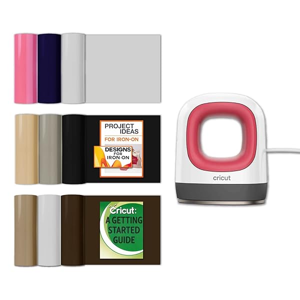 Cricut Facile Press Mini Bundle: Piccola macchina della pressa di calore, Mini HTV Iron-On Rolls, Lampone