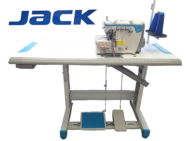 Jack E4S - Macchina da Cucire Industriale Overlock a 4 Fili con Motore Silenzioso a Risparmio Energetico e Funzione di Dormienza Intelligente - Ideale per Tessuti da Leggeri a Pesanti