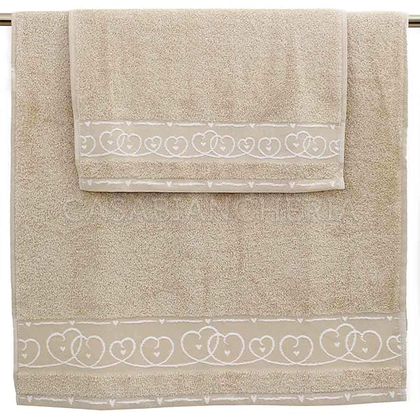 Non brand Coppia Asciugamani di Spugna Dream-Beige