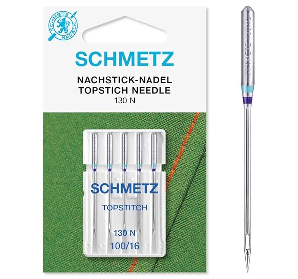 SCHMETZ Topstitch Aghi per Macchina da Cucire – Confezione Mista Taglia 80 – 100 – 5 Pacco