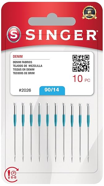 SINGER 2026 - Aghi per macchine denim, taglia 90/14, confezione da 10