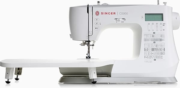 SINGER C5955 - Macchina da Cucire Elettronica Professionale e Macchina da Cucire con 200 Punti, 8 Occhielli, Infila Ago Automatico, Display LCD, 2 LED, 8 Piedini per Cucito Creativo, Pelle e Quilting