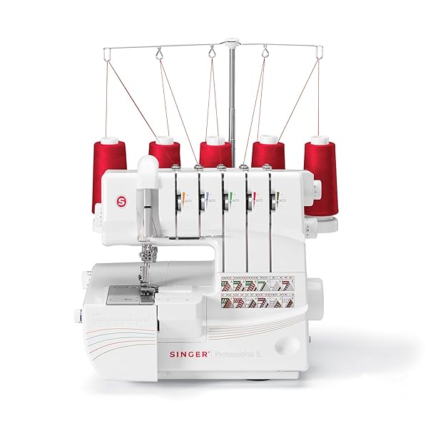 Singer Macchina Taglia e Cuci Professional 5 14T968DC - 5 Fili e Doppio Punto Copertura, Alimentazione Differenziale, Tensioni Preimpostate, Regolazione Larghezza Punto, Macchina Da Cucire Singer