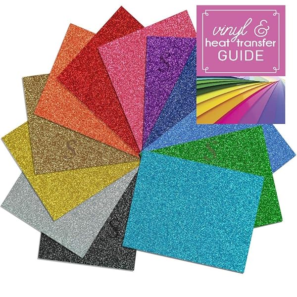 Siser glitter Heat Transfer vinyl fogli con trasferimento di calore indumento guide, 30,5 x 50,8 cm, 12 colori assortiti