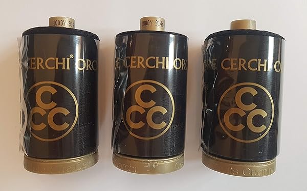 TRE CERCHI Filo da Cucito Oro 1000 YDS (Nero, 3)