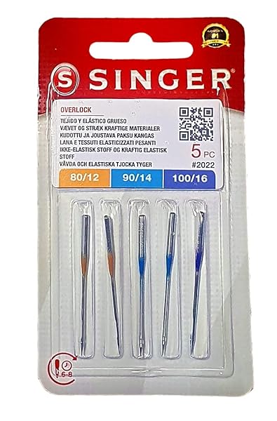 cartina da 5 aghi singer per tagliacuci 2022 ELx705 80-90-100