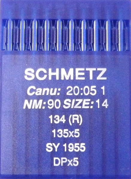 schmetz, 10 aghi con testa rotonda per macchina da cucire, sistema 134 (R) Industriale, misura:90