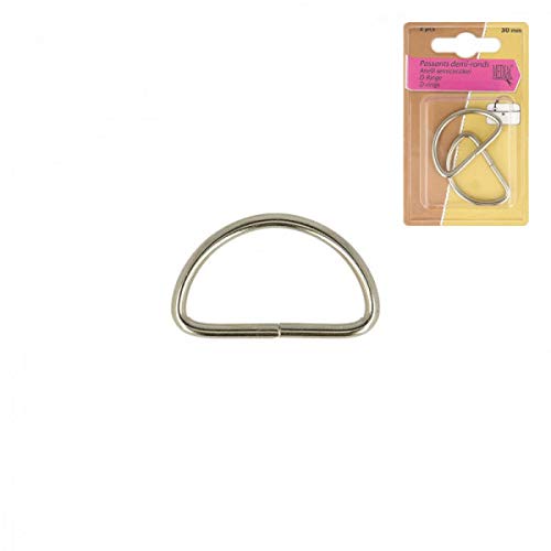 M & C - Set di 2 passanti a metà anello, 30 mm, colore: Argento